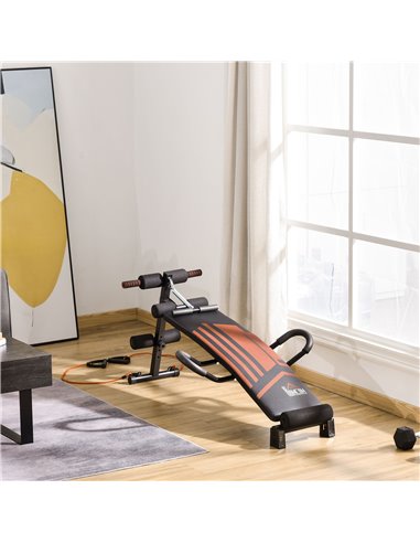 HOMCOM Multifunctional Sit Up Bench Adjustable Utility Board Ab Exercise Workout Fitness with Headrest for Home, Office and Gym,