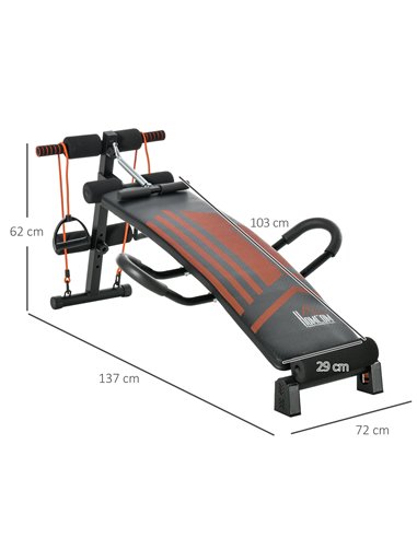 HOMCOM Multifunctional Sit Up Bench Adjustable Utility Board Ab Exercise Workout Fitness with Headrest for Home, Office and Gym,