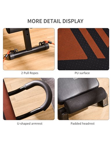 HOMCOM Multifunctional Sit Up Bench Adjustable Utility Board Ab Exercise Workout Fitness with Headrest for Home, Office and Gym,