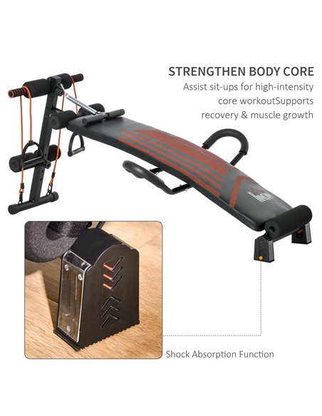 HOMCOM Multifunctional Sit Up Bench Adjustable Utility Board Ab Exercise Workout Fitness with Headrest for Home, Office and Gym, - pic 94902 | FastDaddyshop