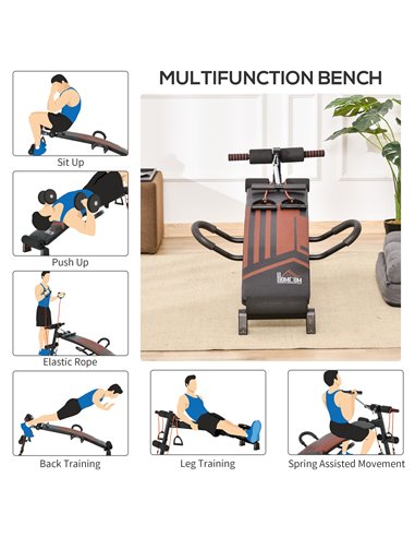 HOMCOM Multifunctional Sit Up Bench Adjustable Utility Board Ab Exercise Workout Fitness with Headrest for Home, Office and Gym,
