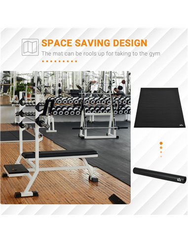HOMCOM Exercise Mat: Non-Slip Floor Protector for Gym, Fitness, Workouts, 180 x 90cm A93-050