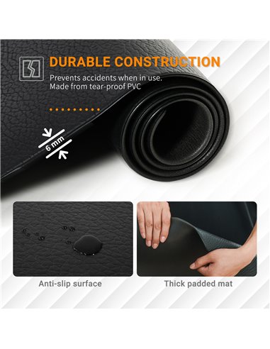 HOMCOM Exercise Mat: Non-Slip Floor Protector for Gym, Fitness, Workouts, 180 x 90cm A93-050