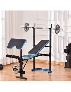 HOMCOM Adjustable Weight Bench with Leg Developer Barbell Rack for Lifting and Strength Training Multifunctional Workout Station 2