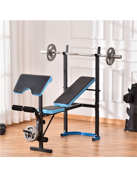 HOMCOM Adjustable Weight Bench with Leg Developer Barbell Rack for Lifting and Strength Training Multifunctional Workout Station - pic 94926 | FastDaddyshop