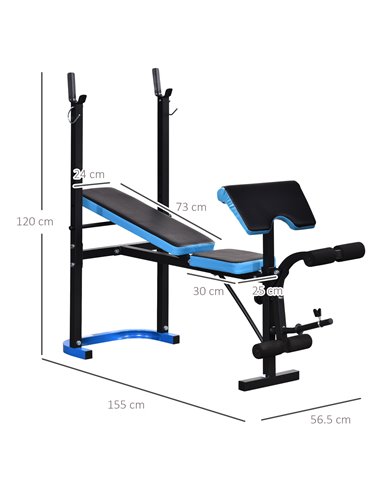 HOMCOM Adjustable Weight Bench with Leg Developer Barbell Rack for Lifting and Strength Training Multifunctional Workout Station