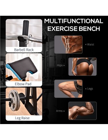 HOMCOM Adjustable Weight Bench with Leg Developer Barbell Rack for Lifting and Strength Training Multifunctional Workout Station