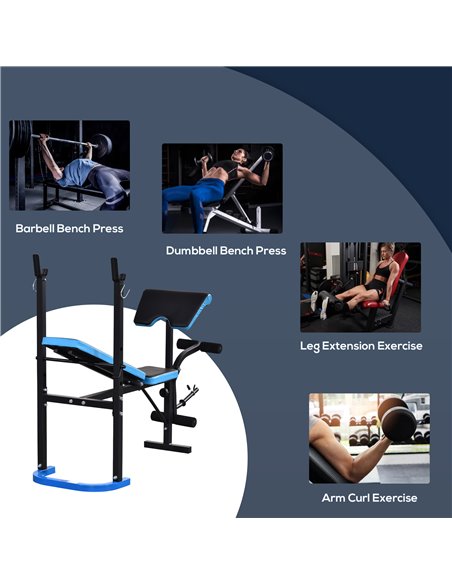 HOMCOM Adjustable Weight Bench with Leg Developer Barbell Rack for Lifting and Strength Training Multifunctional Workout Station - pic 94931 | FastDaddyshop