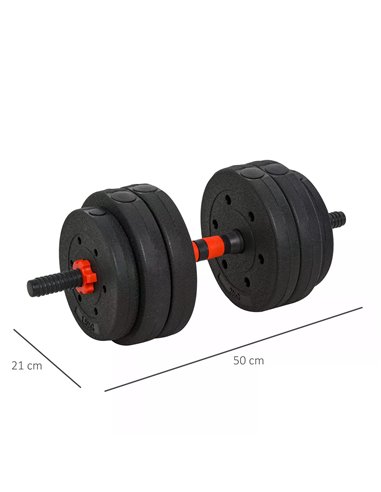 HOMCOM 25kg 2 IN 1 Adjustable Dumbbells Weight Set, Dumbbell Hand Weight Barbell for Body Fitness, Lifting Training for Home, Of