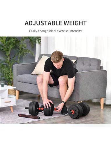 HOMCOM 25kg 2 IN 1 Adjustable Dumbbells Weight Set, Dumbbell Hand Weight Barbell for Body Fitness, Lifting Training for Home, Of