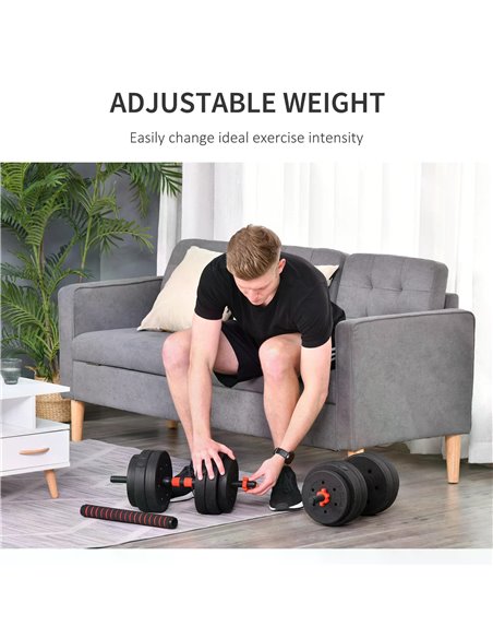 HOMCOM 25kg 2 IN 1 Adjustable Dumbbells Weight Set, Dumbbell Hand Weight Barbell for Body Fitness, Lifting Training for Home, Of - pic 94949 | FastDaddyshop