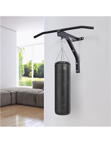 HOMCOM Punching Bag Hanger Wall Mount Bracket Kick Boxing MMA Training Frame Home Fitness Workout Pull Up Bar, Black A91-051V01B