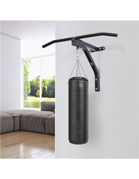 HOMCOM Punching Bag Hanger Wall Mount Bracket Kick Boxing MMA Training Frame Home Fitness Workout Pull Up Bar, Black A91-051V01B - pic 94953 | FastDaddyshop