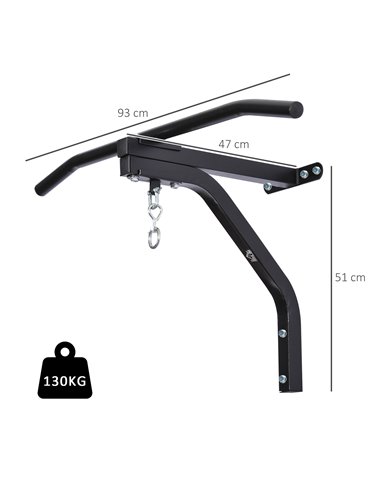 HOMCOM Punching Bag Hanger Wall Mount Bracket Kick Boxing MMA Training Frame Home Fitness Workout Pull Up Bar, Black A91-051V01B
