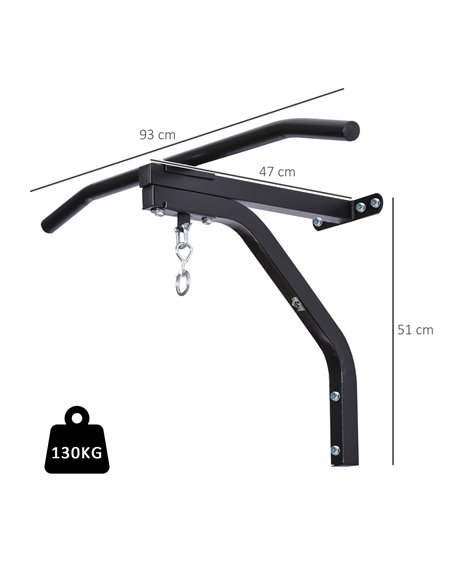 HOMCOM Punching Bag Hanger Wall Mount Bracket Kick Boxing MMA Training Frame Home Fitness Workout Pull Up Bar, Black A91-051V01B - pic 94954 | FastDaddyshop
