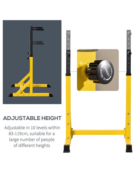 HOMCOM Dip Station Chin Up Parallel Bars Pull Up Power Tower Home Gym Workout Bicep Tricep Fitness Equipment Height Adjustable A - pic 94964 | FastDaddyshop