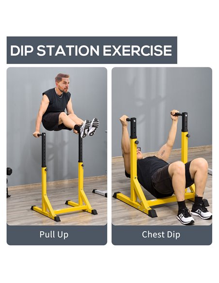 HOMCOM Dip Station Chin Up Parallel Bars Pull Up Power Tower Home Gym Workout Bicep Tricep Fitness Equipment Height Adjustable A - pic 94968 | FastDaddyshop