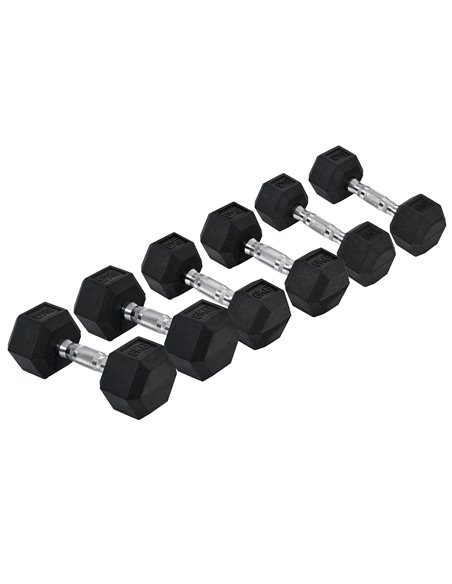 HOMCOM Rubber Dumbbell Set Sports Hex Weight Sets Home Gym Fitness Lift Strength Training Exercise 2 x 5kg, 2 x 6kg, 2 x 8kg A91 - pic 94970 | FastDaddyshop