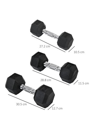HOMCOM Rubber Dumbbell Set Sports Hex Weight Sets Home Gym Fitness Lift Strength Training Exercise 2 x 5kg, 2 x 6kg, 2 x 8kg A91