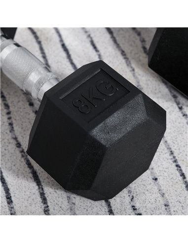 HOMCOM Rubber Dumbbell Set Sports Hex Weight Sets Home Gym Fitness Lift Strength Training Exercise 2 x 5kg, 2 x 6kg, 2 x 8kg A91