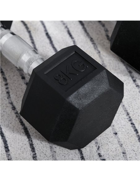 HOMCOM Rubber Dumbbell Set Sports Hex Weight Sets Home Gym Fitness Lift Strength Training Exercise 2 x 5kg, 2 x 6kg, 2 x 8kg A91 - pic 94978 | FastDaddyshop