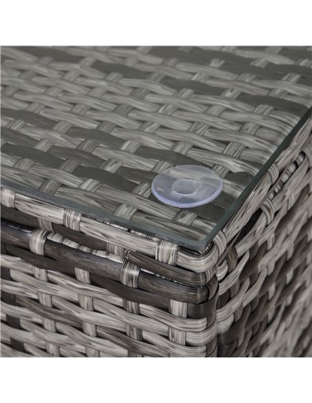 Outsunny Rattan Coffee Table Garden Furniture Patio Wicker Side Table with Tempered Glass Table Top, Mixed Grey - pic 9498 | FastDaddyshop