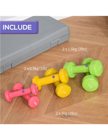 HOMCOM 6KG Dumbbell Set Fitness Weight Set for Men and Women Home Gym, Workout, Up Body Training A91-144 - pic 94983 | FastDaddyshop