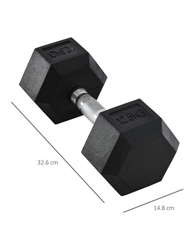 HOMCOM 2x12.5kg Rubber Hex Dumbbell Portable Hand Weights Dumbbell Home Gym Workout Fitness Hand Dumbbell A91-P025