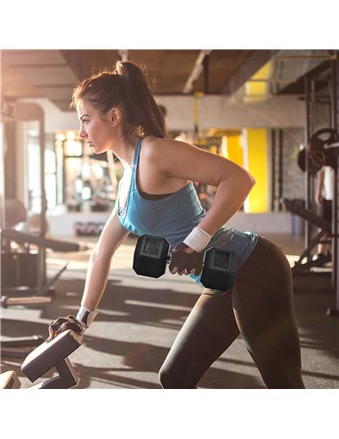 HOMCOM Hexagonal Dumbbells: 2x20kg Portable Hand Weights for Home Gym Fitness, Black Rubber A91-P028