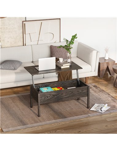 HOMCOM Modern Lift Top Coffee Table with Storage Compartment Convertible Tea Desk Floating Retractable Table Home Office Living 