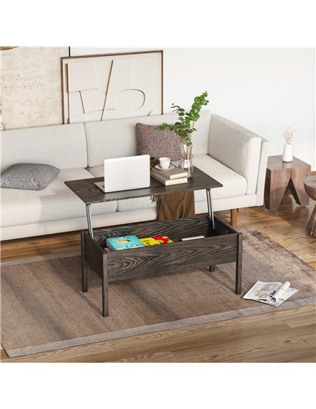 HOMCOM Modern Lift Top Coffee Table with Storage Compartment Convertible Tea Desk Floating Retractable Table Home Office Living  - pic 9500 | FastDaddyshop