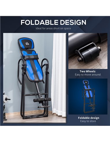HOMCOM Foldable Gravity Inversion Table, Back Therapy Fitness Bench, with Soft Ankle Cushions, for Home A90-258