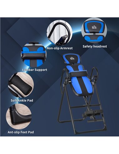 HOMCOM Foldable Gravity Inversion Table, Back Therapy Fitness Bench, with Soft Ankle Cushions, for Home A90-258