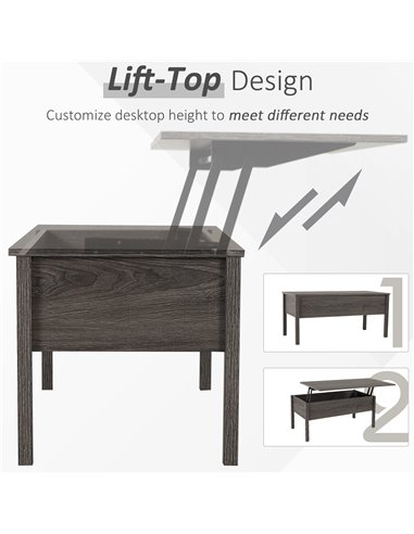 HOMCOM Modern Lift Top Coffee Table with Storage Compartment Convertible Tea Desk Floating Retractable Table Home Office Living 