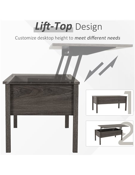 HOMCOM Modern Lift Top Coffee Table with Storage Compartment Convertible Tea Desk Floating Retractable Table Home Office Living  - pic 9502 | FastDaddyshop