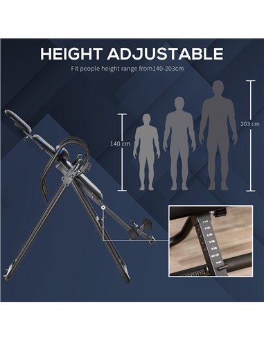 HOMCOM Foldable Gravity Inversion Table, Back Therapy Fitness Bench, with Soft Ankle Cushions, for Home A90-258