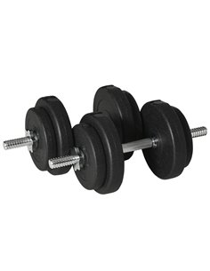 HOMCOM 20KG Adjustable Weights Dumbbells Set, Dumbbell Hand Weights for Home Office Gym Body Fitness Lifting Training, Black A91