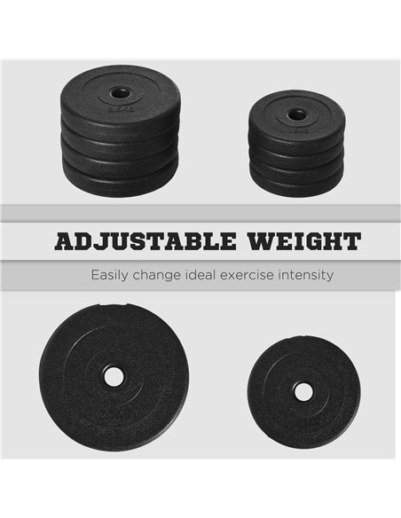 HOMCOM 20KG Adjustable Weights Dumbbells Set, Dumbbell Hand Weights for Home Office Gym Body Fitness Lifting Training, Black A91 - pic 95027 | FastDaddyshop