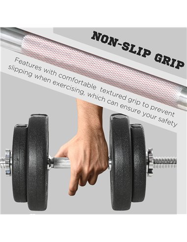 HOMCOM 20KG Adjustable Weights Dumbbells Set, Dumbbell Hand Weights for Home Office Gym Body Fitness Lifting Training, Black A91