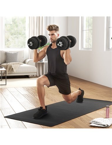HOMCOM 25KG Adjustable Weights Dumbbells Set, Dumbbell Hand Weights for Home Office Gym Body Fitness Lifting Training, Black A91