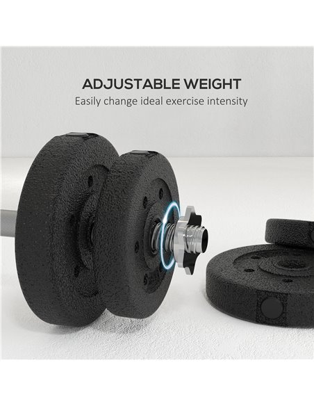 HOMCOM 25KG Adjustable Weights Dumbbells Set, Dumbbell Hand Weights for Home Office Gym Body Fitness Lifting Training, Black A91 - pic 95036 | FastDaddyshop