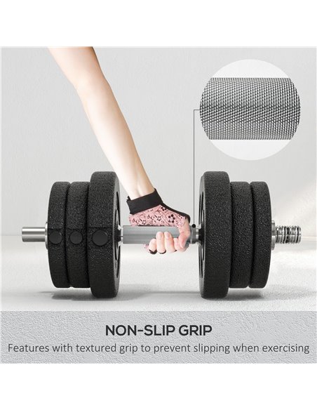HOMCOM 25KG Adjustable Weights Dumbbells Set, Dumbbell Hand Weights for Home Office Gym Body Fitness Lifting Training, Black A91 - pic 95037 | FastDaddyshop