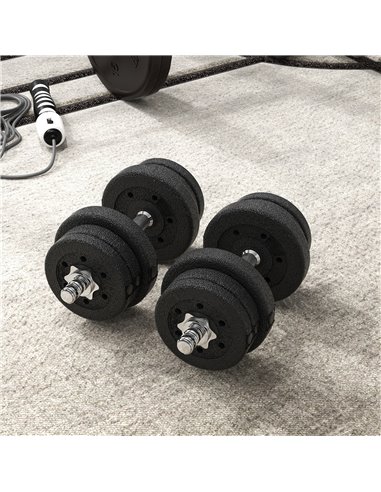 HOMCOM 25KG Adjustable Weights Dumbbells Set, Dumbbell Hand Weights for Home Office Gym Body Fitness Lifting Training, Black A91