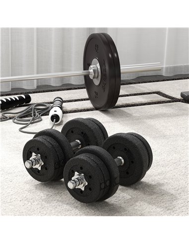 HOMCOM 25KG Adjustable Weights Dumbbells Set, Dumbbell Hand Weights for Home Office Gym Body Fitness Lifting Training, Black A91