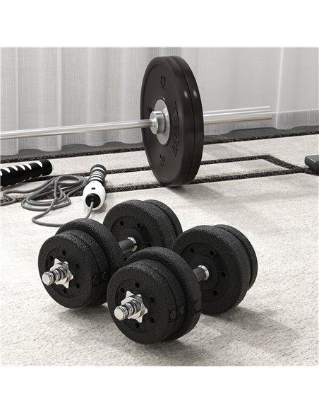 HOMCOM 25KG Adjustable Weights Dumbbells Set, Dumbbell Hand Weights for Home Office Gym Body Fitness Lifting Training, Black A91 - pic 95041 | FastDaddyshop
