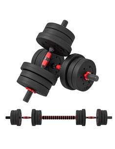 HOMCOM 20kg 2 IN 1 Adjustable Dumbbells Weight Set, Dumbbell Hand Weight Barbell for Body Fitness, Lifting Training for Home, Of