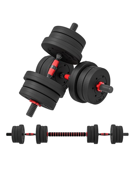 HOMCOM 20kg 2 IN 1 Adjustable Dumbbells Weight Set, Dumbbell Hand Weight Barbell for Body Fitness, Lifting Training for Home, Of - pic 95042 | FastDaddyshop