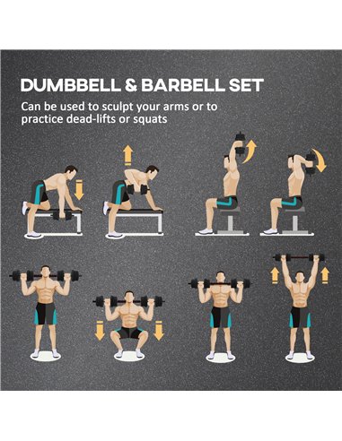 HOMCOM 20kg 2 IN 1 Adjustable Dumbbells Weight Set, Dumbbell Hand Weight Barbell for Body Fitness, Lifting Training for Home, Of