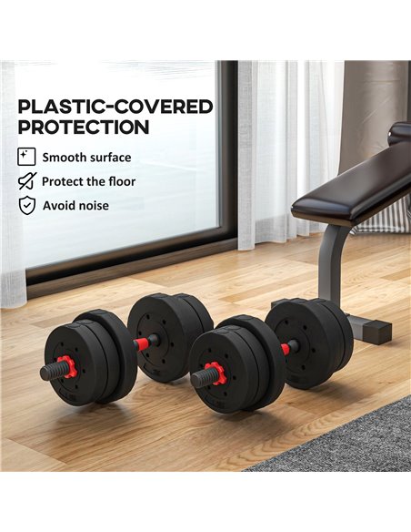 HOMCOM 20kg 2 IN 1 Adjustable Dumbbells Weight Set, Dumbbell Hand Weight Barbell for Body Fitness, Lifting Training for Home, Of - pic 95048 | FastDaddyshop