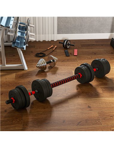HOMCOM 20kg 2 IN 1 Adjustable Dumbbells Weight Set, Dumbbell Hand Weight Barbell for Body Fitness, Lifting Training for Home, Of